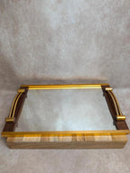 Plateau vintage Art Déco bois & métal doré