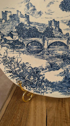 2 assiettes anciennes Gien décor bleu Bp motif paysage