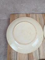 Lot de 3 assiettes plates anciennes en terre de fer des Établissements Debray, service Clichy