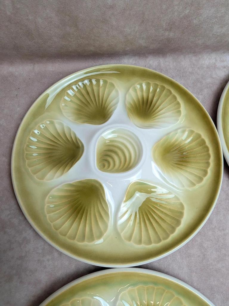 Lot de 6 assiettes à huîtres / coquillages vintage Moulin des Loups