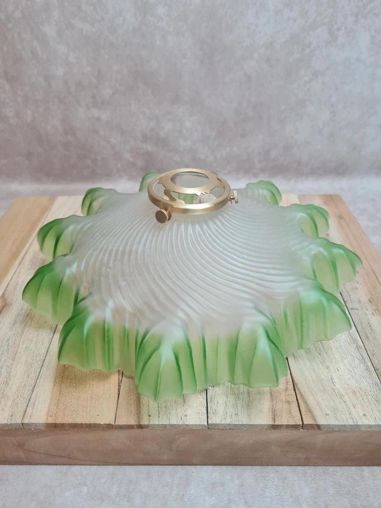 Abat-jour ancien en verre dépoli vert 🍃