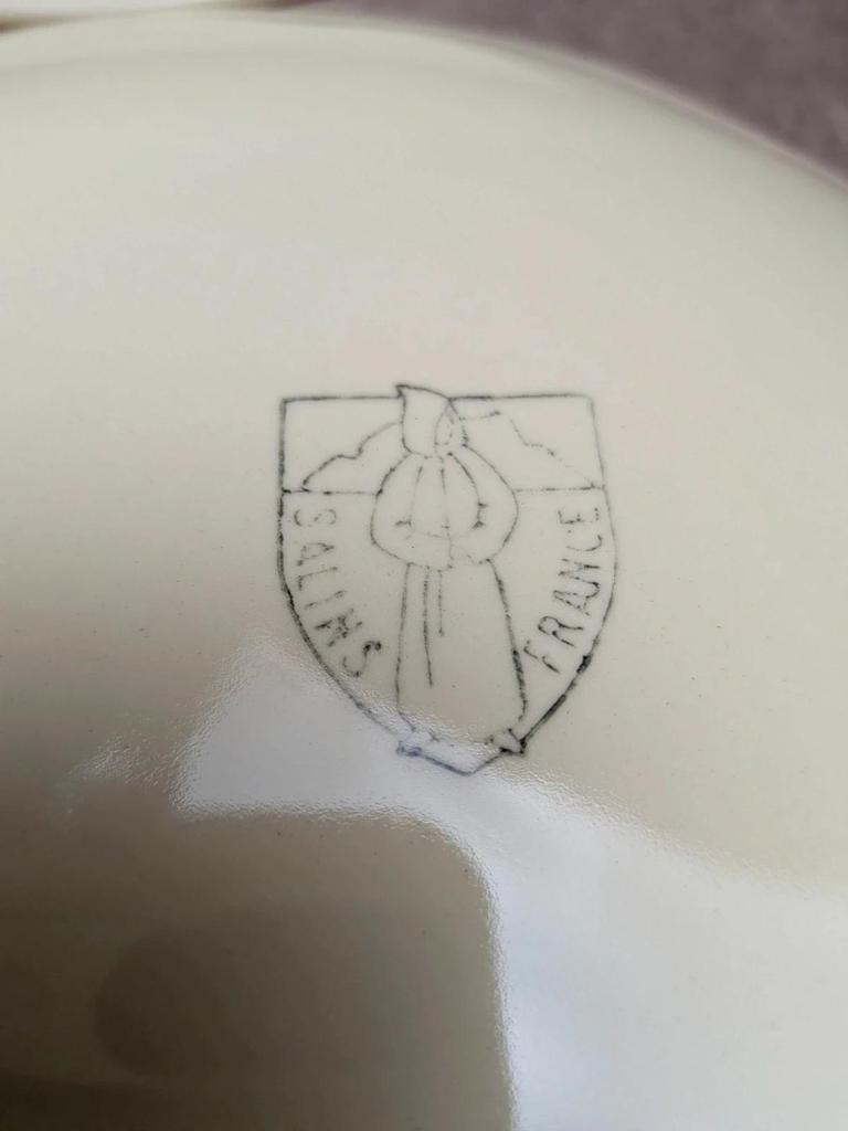 6 assiettes plates Terre de fer Salins décor bleu nuagé