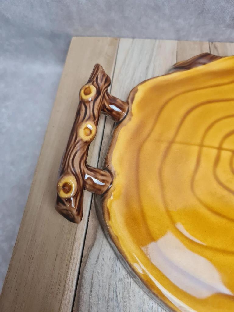 Dessous de plat vintage Vallauris A.ferlay céramique décor tronc d’arbre