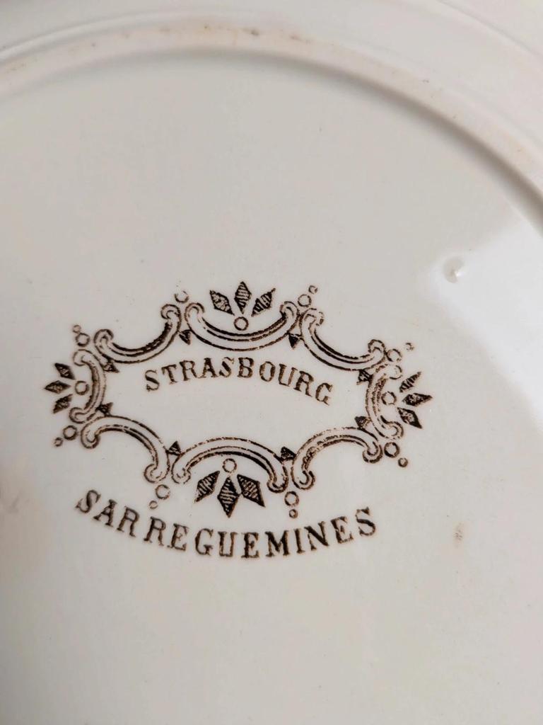 Lot de 6 assiettes creuses Sarreguemines – modèle Strasbourg – décor floral peint à la main