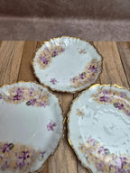 Lot de 3 coupelles anciennes en porcelaine de Limoges décor floral peint main doré 🌸