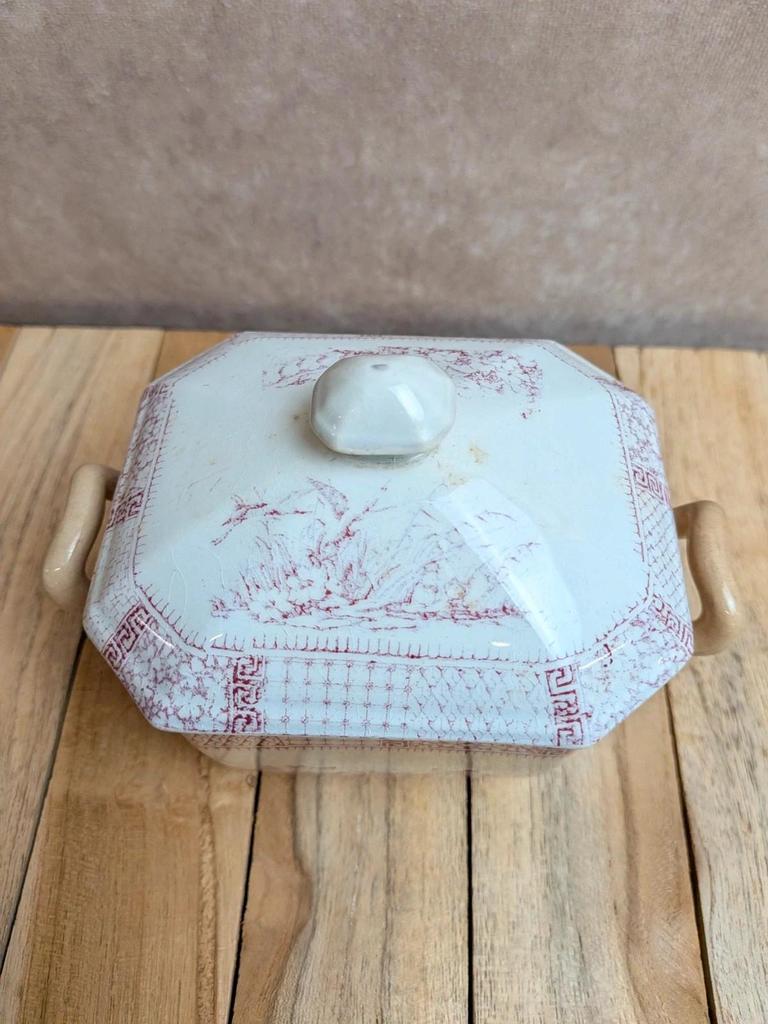 Sucrier ancien terre de fer Lunéville modèle Dentelle