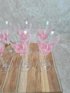 Lot de 8 verres à vin Crystal d’arques – dégradé rose vintage 🌸