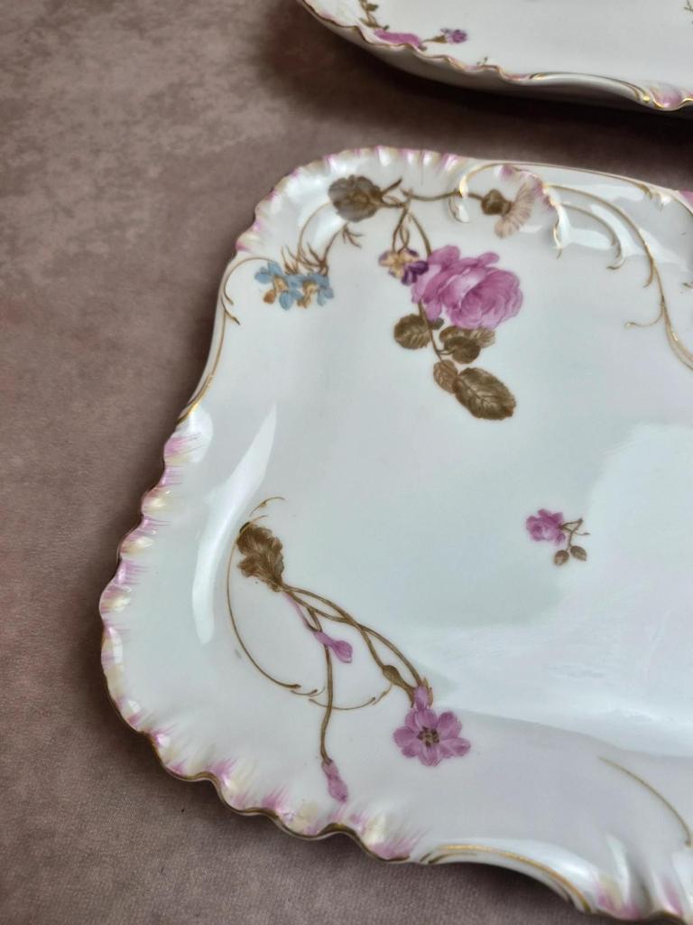 Paire de grands plats Haviland Limoges pour Vermont Marin Paris vers 1890
