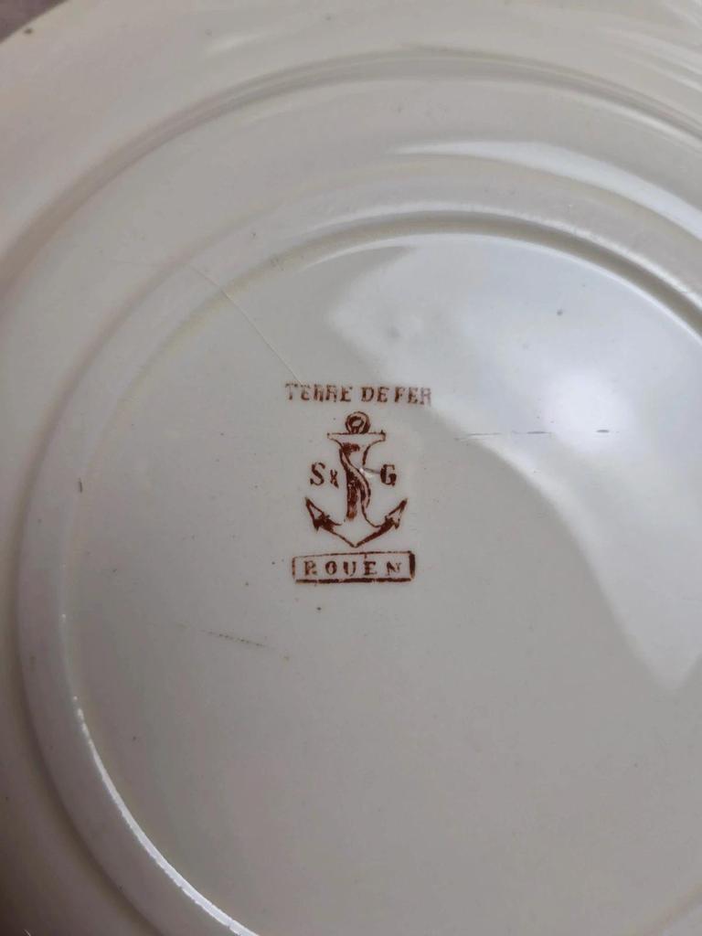 Lot de 5 assiettes creuses Terre de Fer Clairefontaine Rouen sépia Xixe