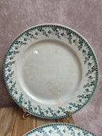 Lot de 6 assiettes plates terre de fer Gien Montigny – décor vert ancien
