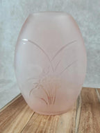🌸 Paire de vases Bergère de France – verre dépoli rose poudré 🌸