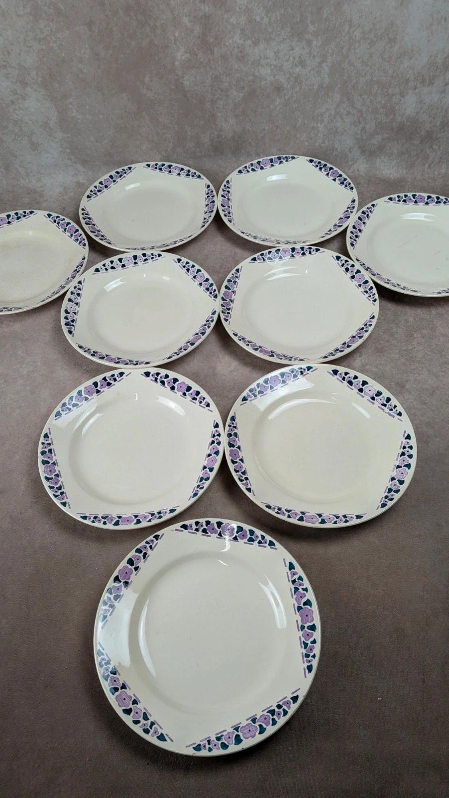 Lot 9 assiettes plates Longchamp Terre de Fer modèle Cannes