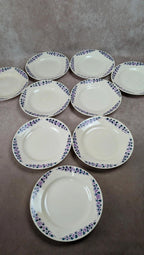 Lot 9 assiettes plates Longchamp Terre de Fer modèle Cannes