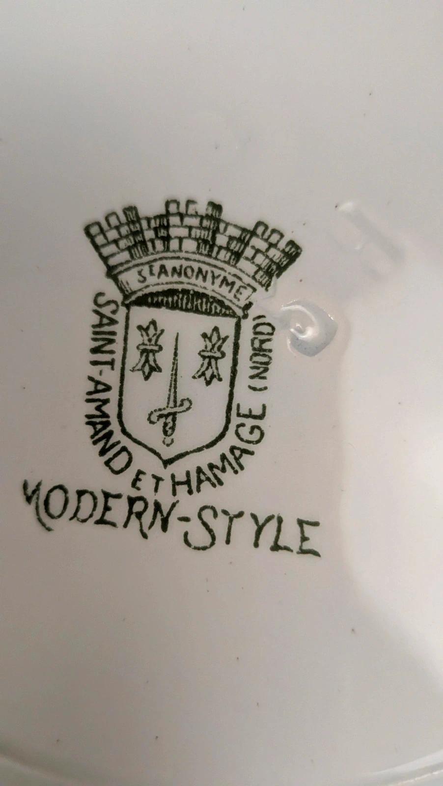 Lot de 4 assiettes plates anciennes Saint-amand – Terre de fer – Modern Style