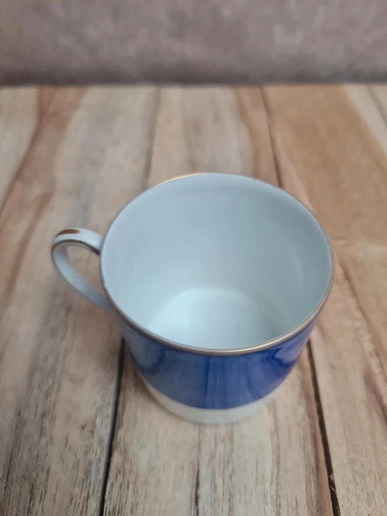 Tasse à moka vintage Robert Haviland & Le Tanneur Limoges bleu cobalt décor floral