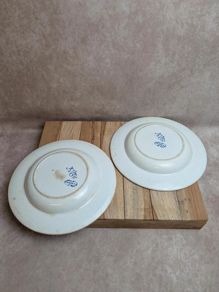 Lot de 2 assiettes creuses en terre de fer Jules Vieillard Bordeaux – Rouen