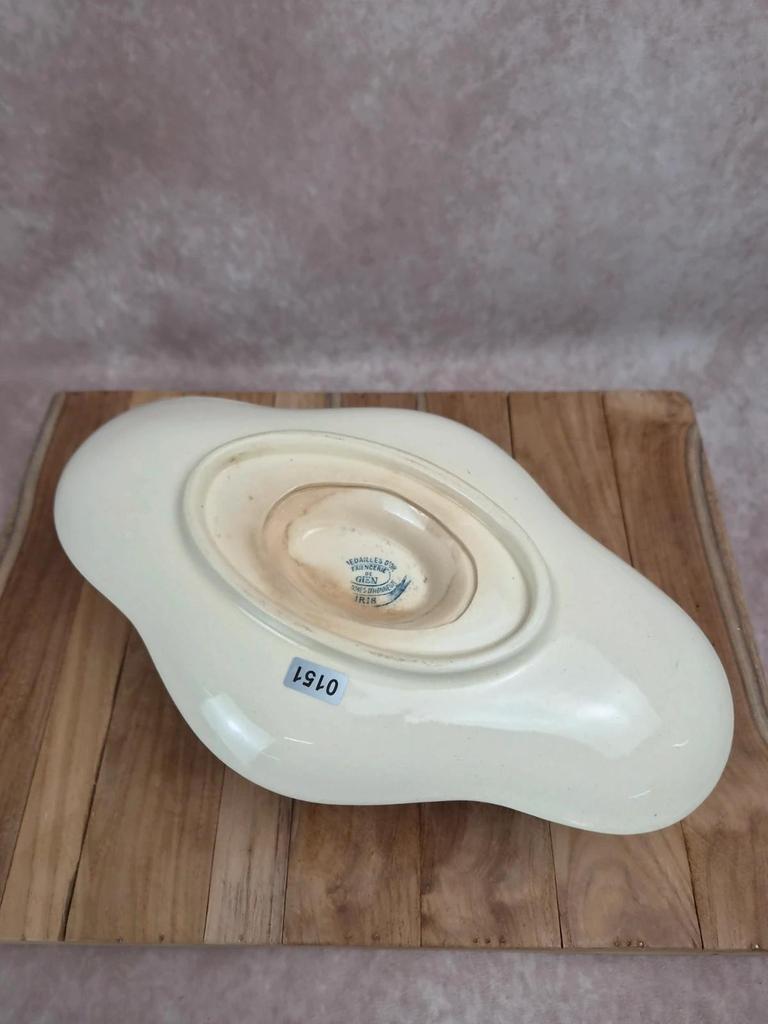 Saucière ancienne Gien Iris terre de fer fin Xixe siècle