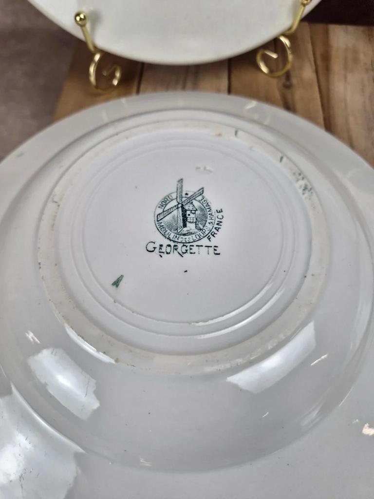 Lot de 6 assiettes creuses dépareillées vintage Terre de Fer & faïence ancienne