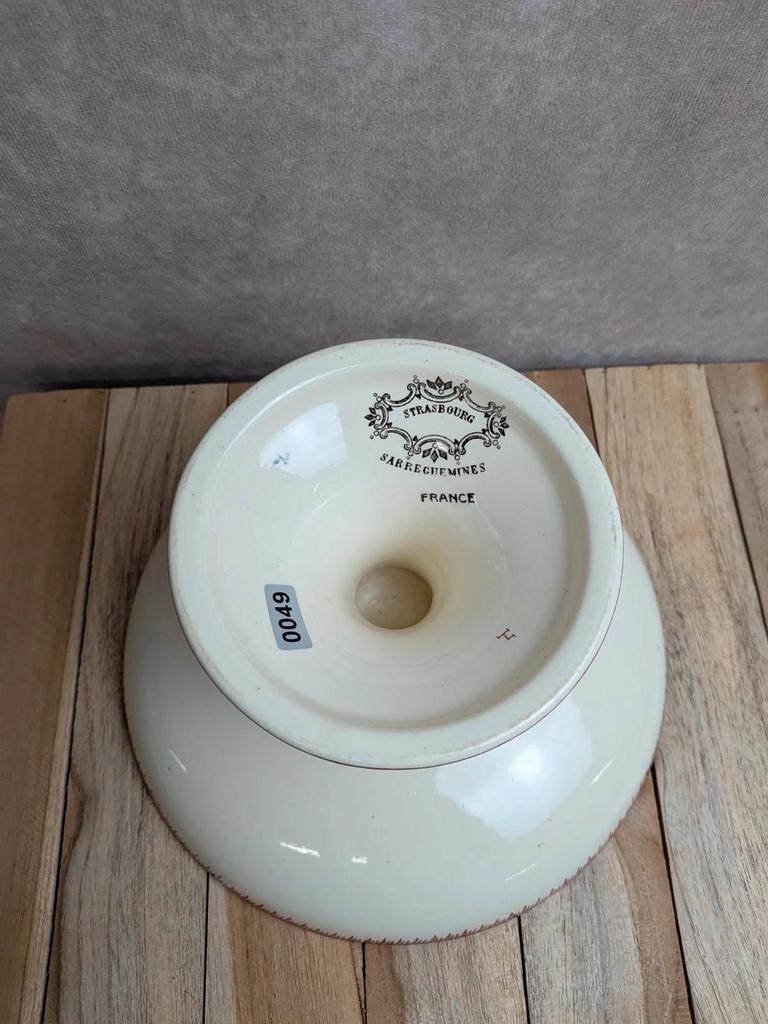 Compotier ancien Sarreguemines – modèle Strasbourg – décor floral