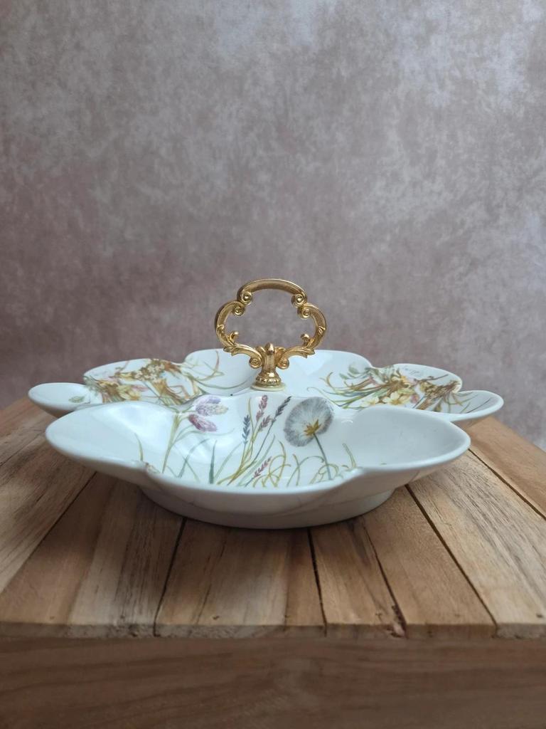 Serviteur 3 compartiments Pillivuyt France – décor Virginie signé Molling