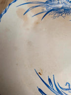 Compotier sur pied bas Terre de fer Hb Choisy-le-roi – Décor oiseaux bleu
