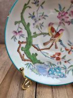 Sous-tasse ancienne Minton English Porcelain – décor oiseaux & branche fleurie – esprit chinois