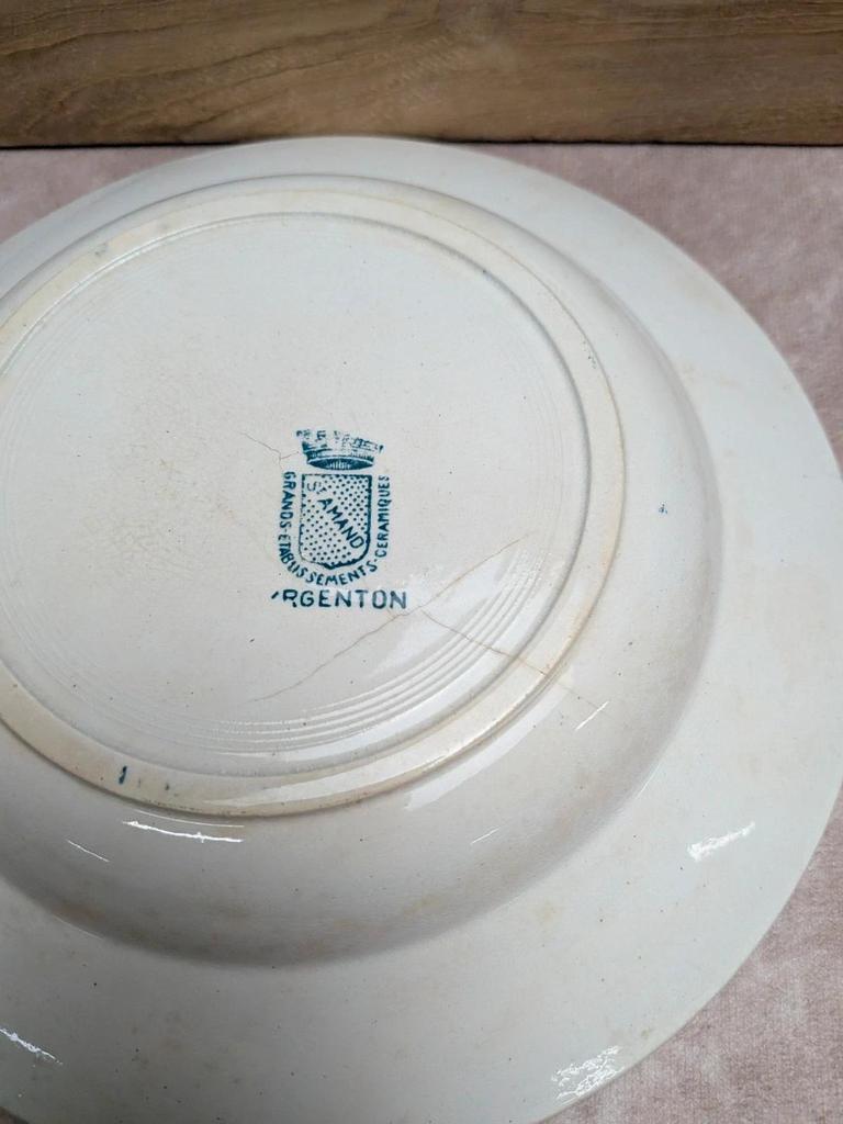 Lot de 3 assiettes creuses anciennes Saint-amand modèle Argenton Terre de fer