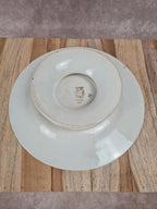 Compotier sur pied ancien Gien – Décor floral bleu & rouge