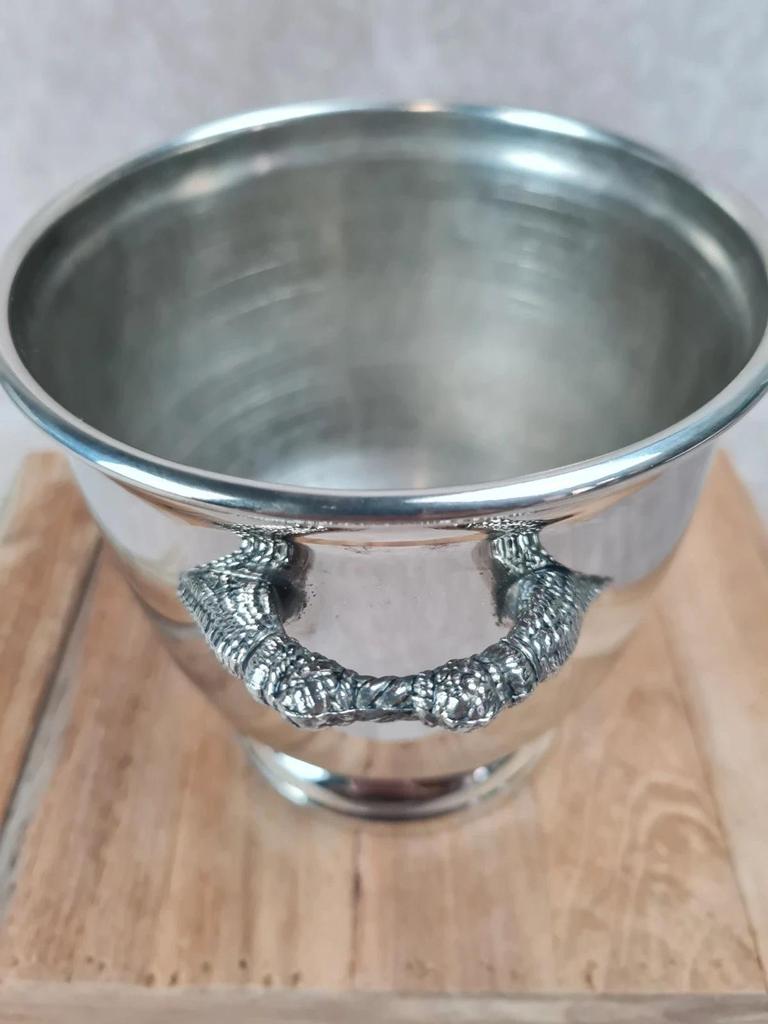 Petit seau en métal argenté 🪙 poignées façon corde – style chic vintage