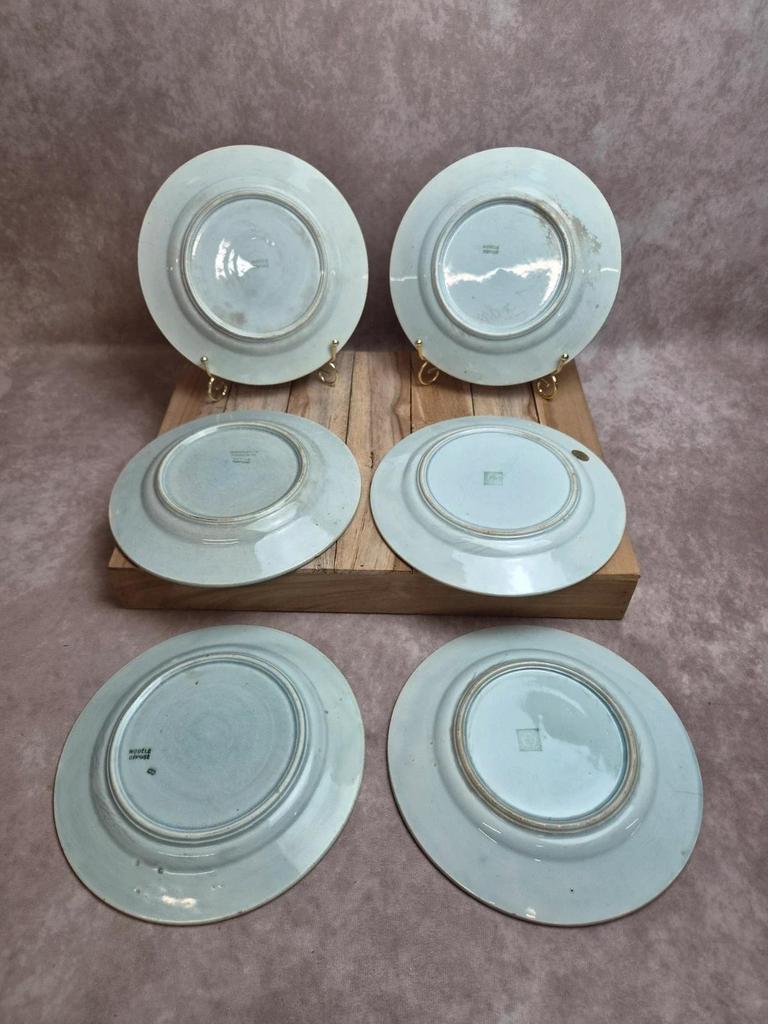 Lot de 6 assiettes à dessert en barbotine Saint-amand-les-eaux – Décors fruits