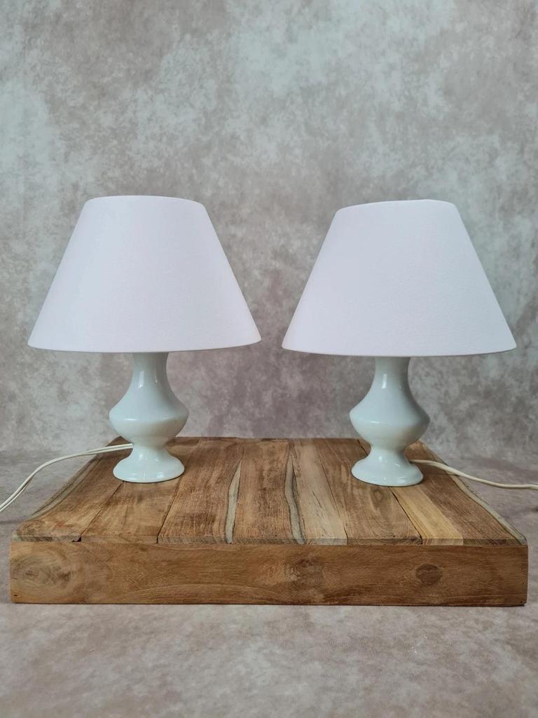 🌿 Duo de lampes vintage en porcelaine blanche – douille à baïonnette 🌿