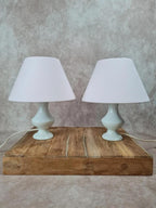 🌿 Duo de lampes vintage en porcelaine blanche – douille à baïonnette 🌿