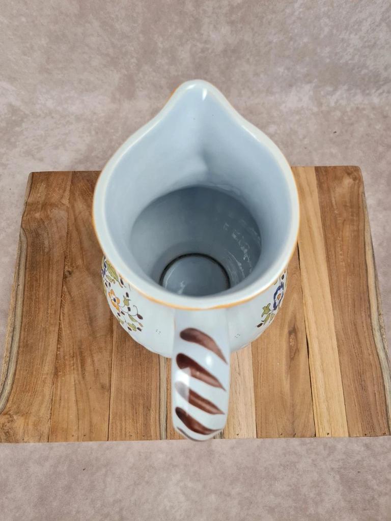 Grand pichet / carafe en faïence – décor Moustiers – fait main Yf
