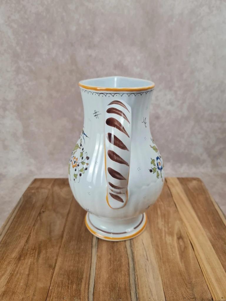 Grand pichet / carafe en faïence – décor Moustiers – fait main Yf