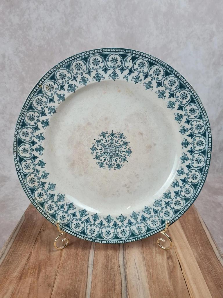 Grand plat ancien Badonvilliers décor Turc bleu vert 🌿
