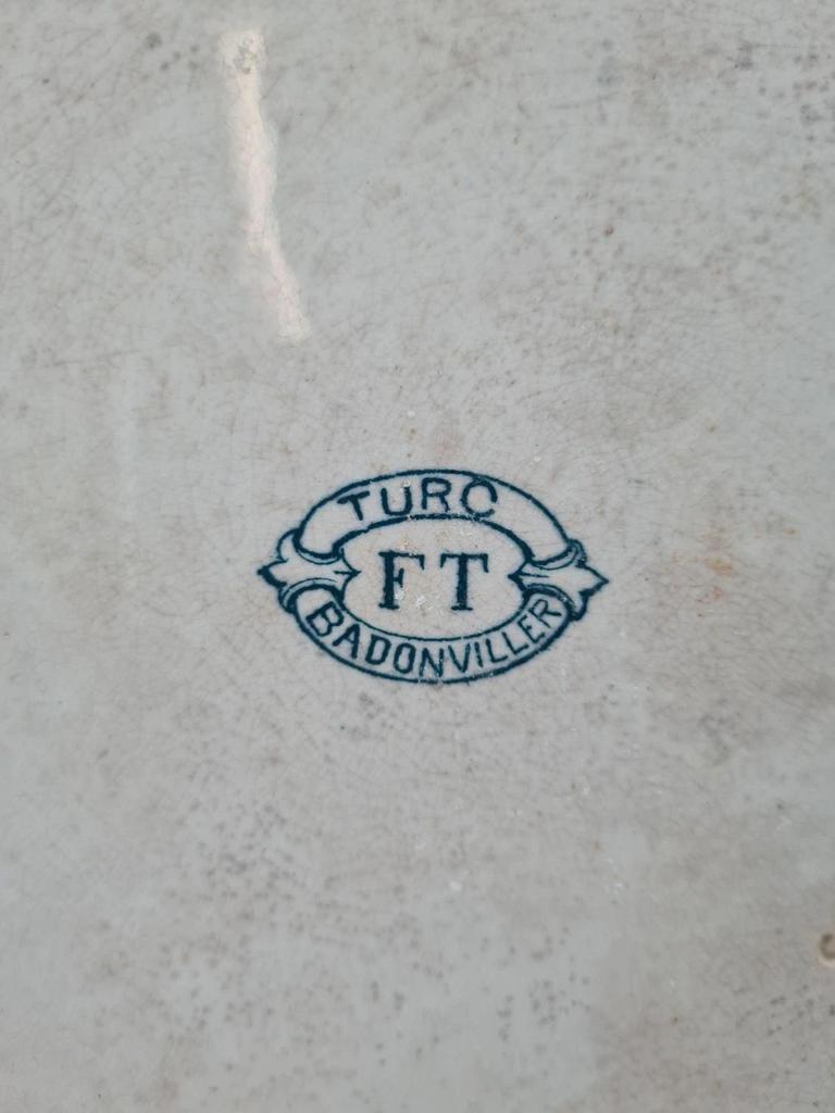 Grand plat ancien Badonvilliers décor Turc bleu vert 🌿