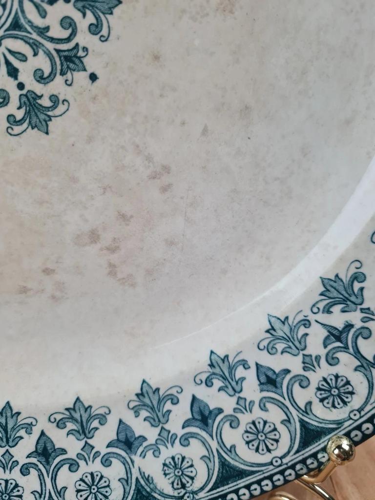 Grand plat ancien Badonvilliers décor Turc bleu vert 🌿