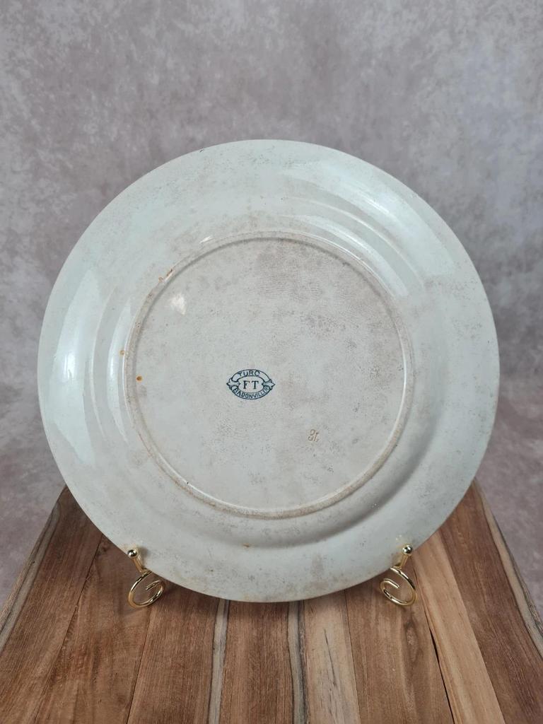Grand plat ancien Badonvilliers décor Turc bleu vert 🌿