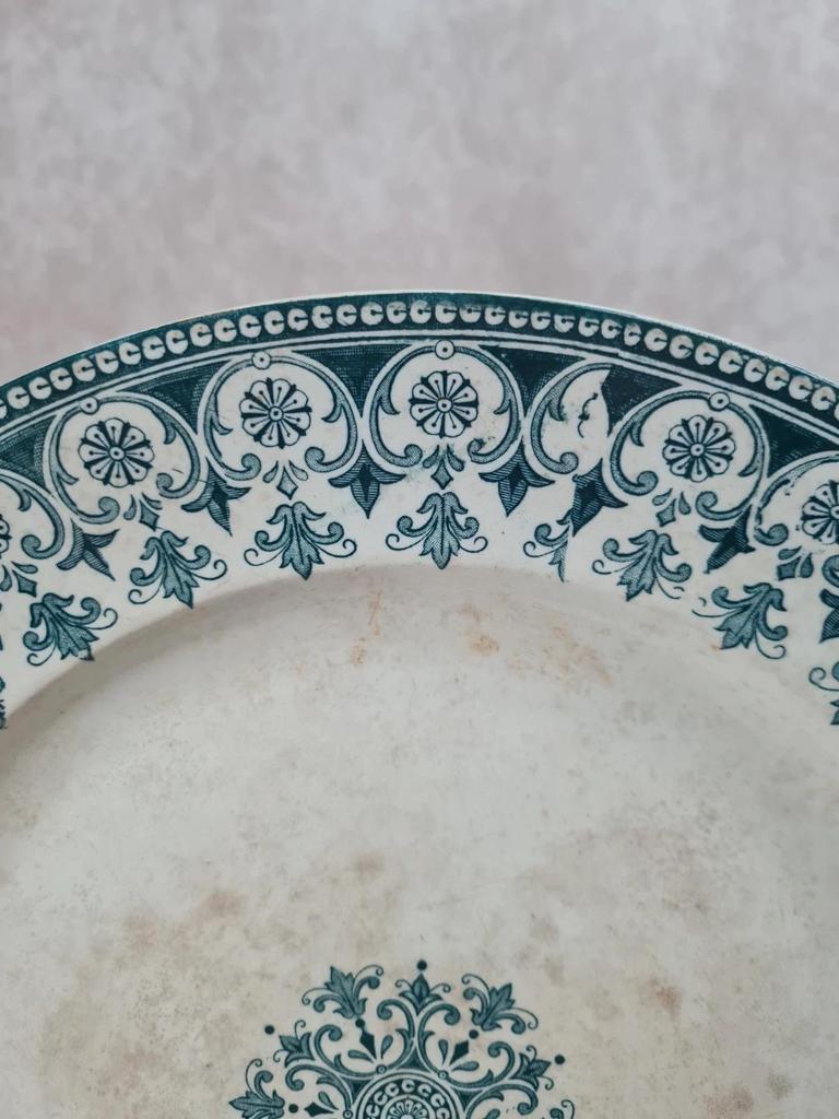 Grand plat ancien Badonvilliers décor Turc bleu vert 🌿