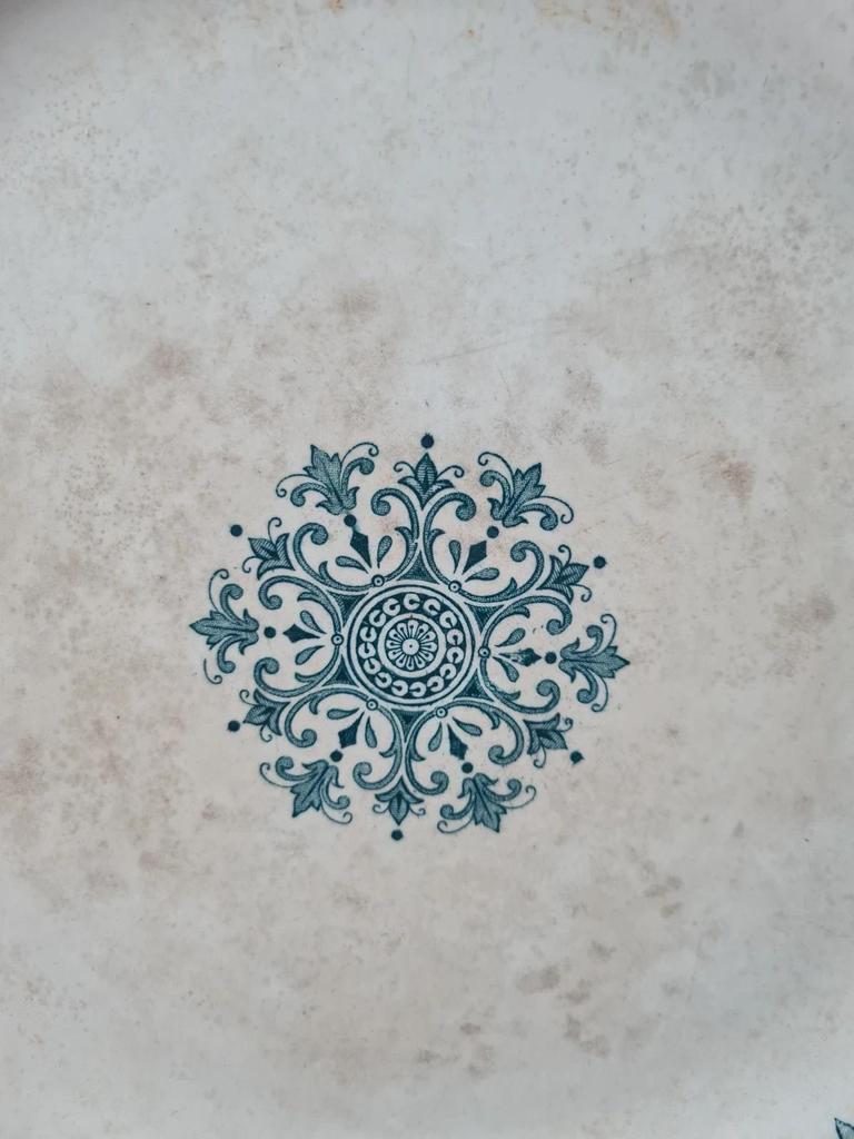 Grand plat ancien Badonvilliers décor Turc bleu vert 🌿