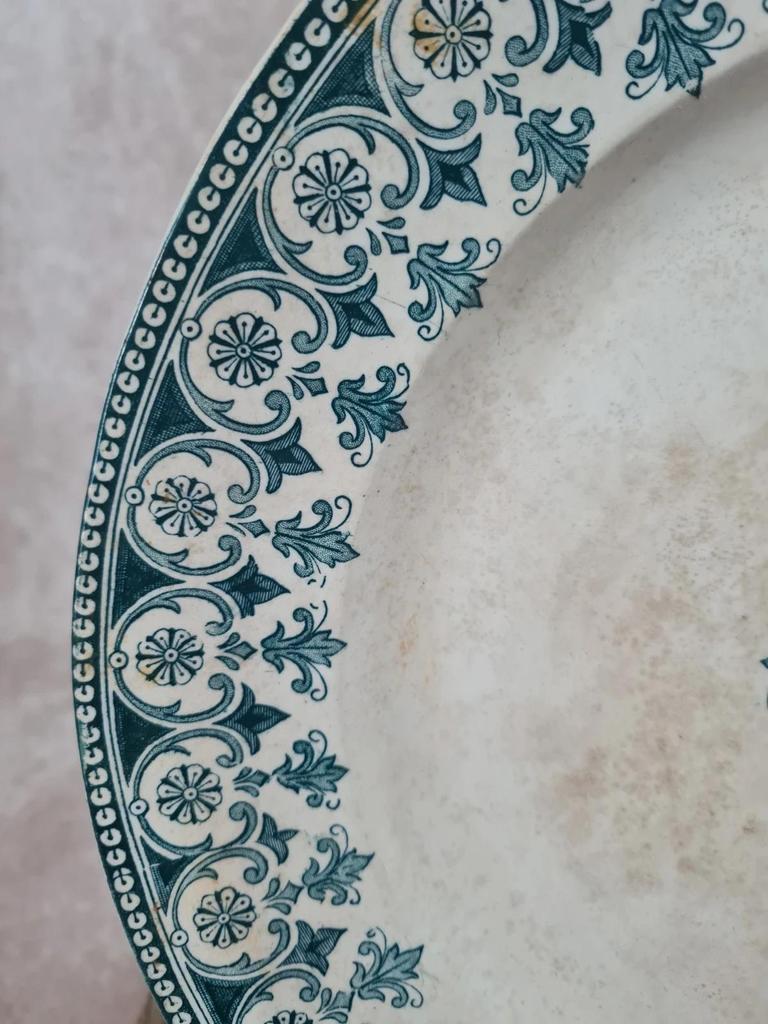 Grand plat ancien Badonvilliers décor Turc bleu vert 🌿