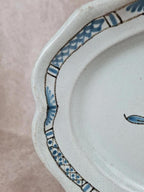 Grand plat ancien en faïence bleue 🌿