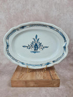 Grand plat ancien en faïence bleue 🌿
