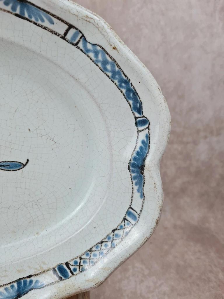 Grand plat ancien en faïence bleue 🌿