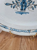 Grand plat ancien en faïence bleue 🌿