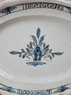 Grand plat ancien en faïence bleue 🌿