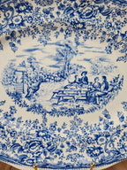 🌿 Grand plat ancien Lunéville Kg – Décor toile de Jouy bleu 🌿