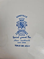 🌿 Grand plat ancien Lunéville Kg – Décor toile de Jouy bleu 🌿