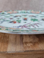 🐓 Grand plat ovale en porcelaine chinoise Famille - rose – décor de coqs et fleurs