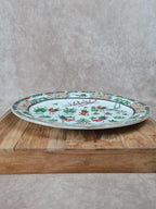 🐓 Grand plat ovale en porcelaine chinoise Famille - rose – décor de coqs et fleurs